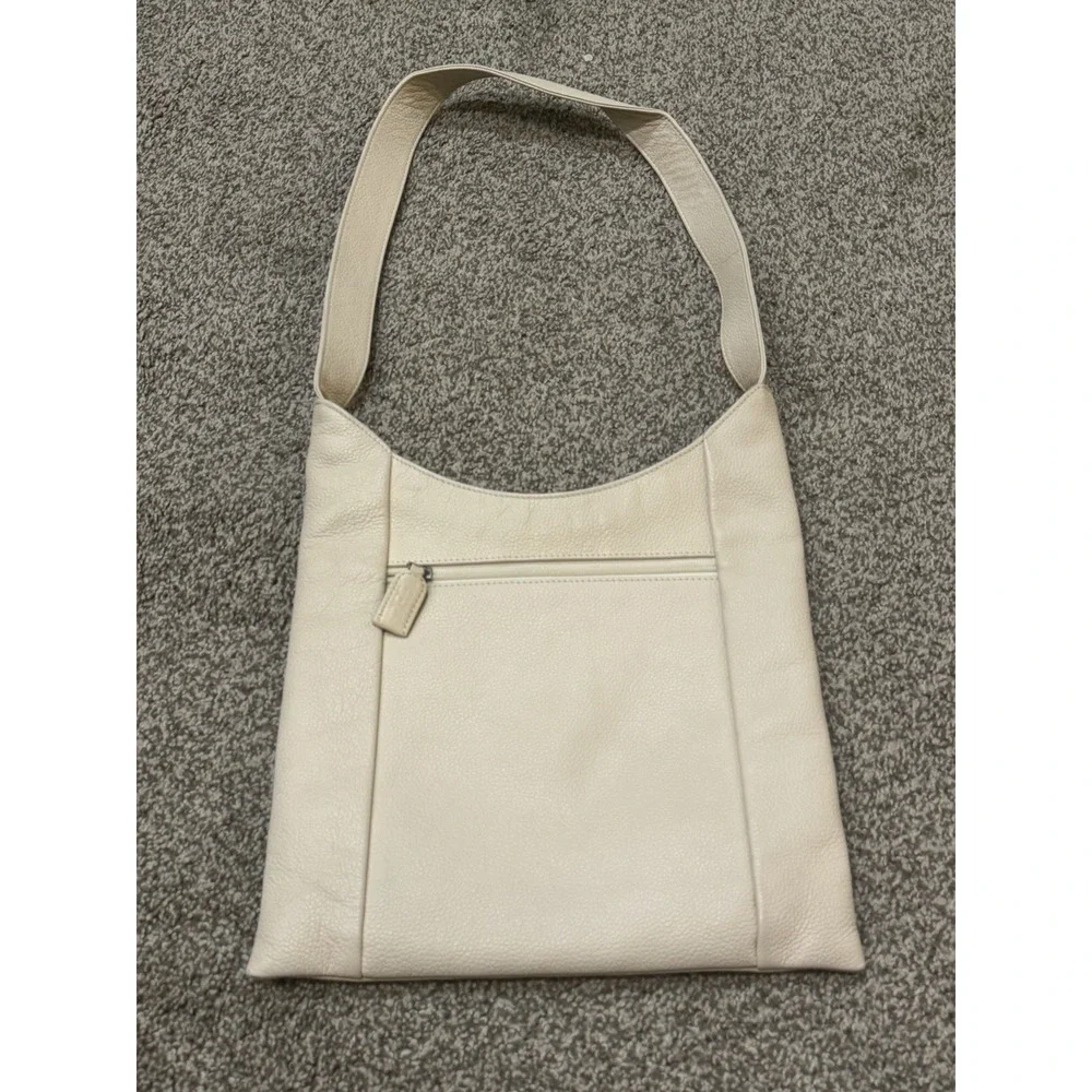 The Sak Cream Purse Shoulder Bag‎ Leather Outside Zipper